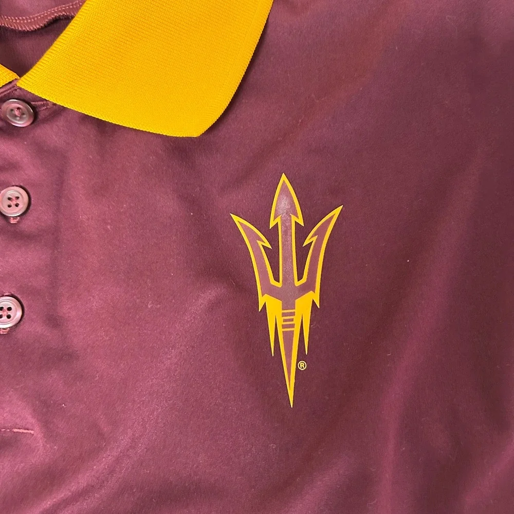 Adidas Arizona State Sun Devils Coaches Polo Mens 2XL Maroon Climalite Pitchfork